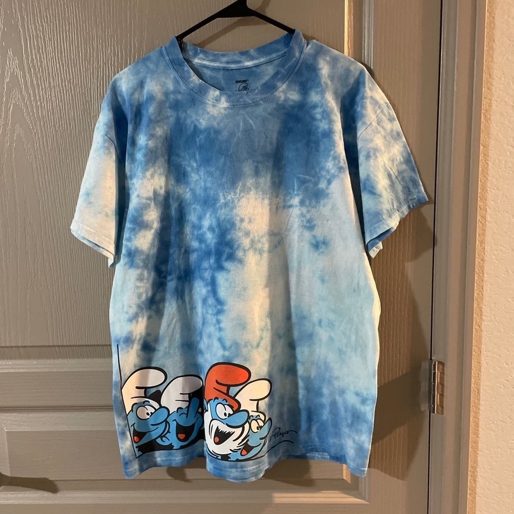 Smurf Mens Tshirt Small or Medium Papa Smurf Tie Dye